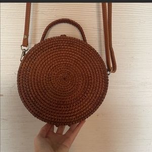 Woven Basket Circle Bag woven. Crossbody